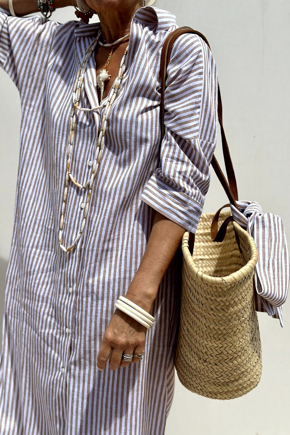 Rosaria | Abito camicia a righe con scollo a V