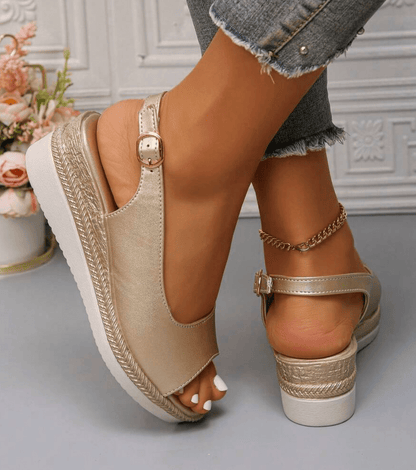 Dalila sandali donna con zeppa e bordo intrecciato, foto 5