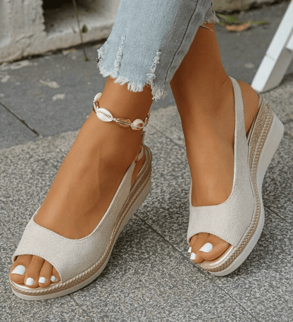 Dalila sandali donna con zeppa e bordo intrecciato, foto 6