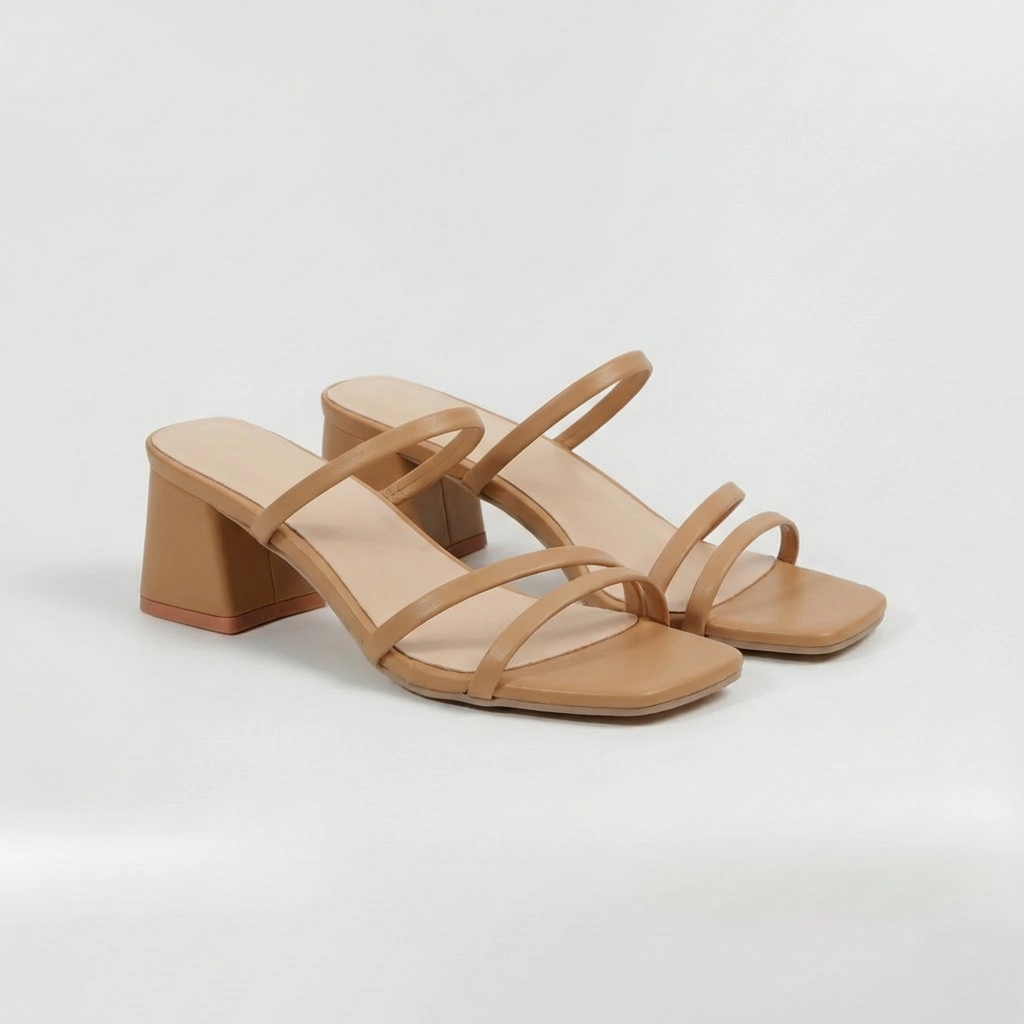 Delia sandali donna con tacco largo a punta quadrata e fascette sottili, foto 3
