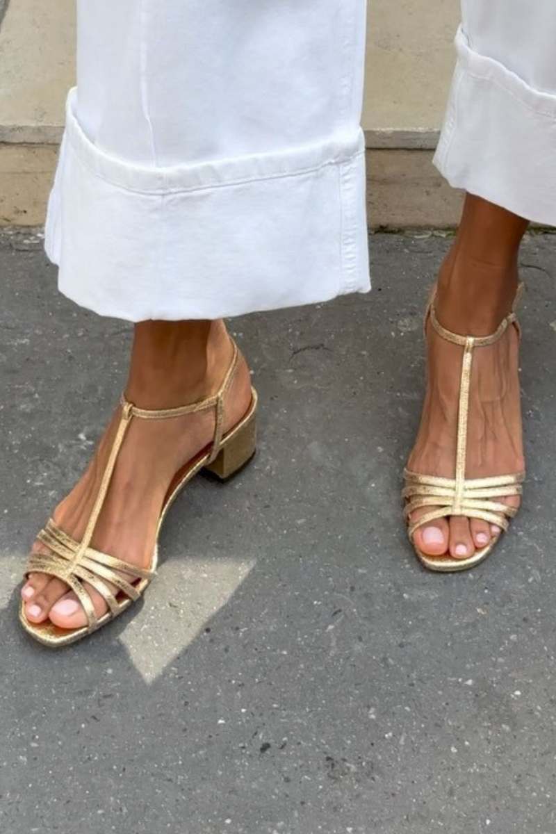 Dianora sandali donna con tacco basso a blocco e cinturino a t, foto 2