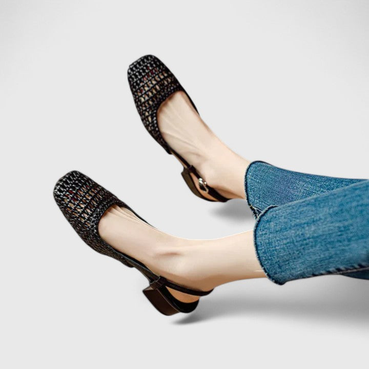 Dirce slingback donna intrecciate con punta quadrata e tacco basso, foto 3