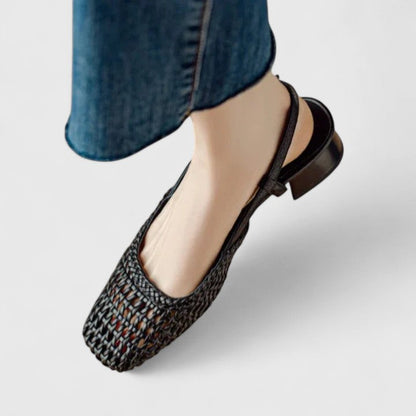 Dirce slingback donna intrecciate con punta quadrata e tacco basso, foto 4