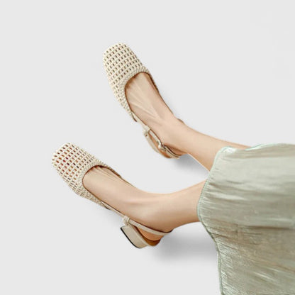Dirce slingback donna intrecciate con punta quadrata e tacco basso, foto 6