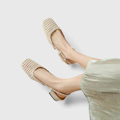 Dirce slingback donna intrecciate con punta quadrata e tacco basso, foto 7