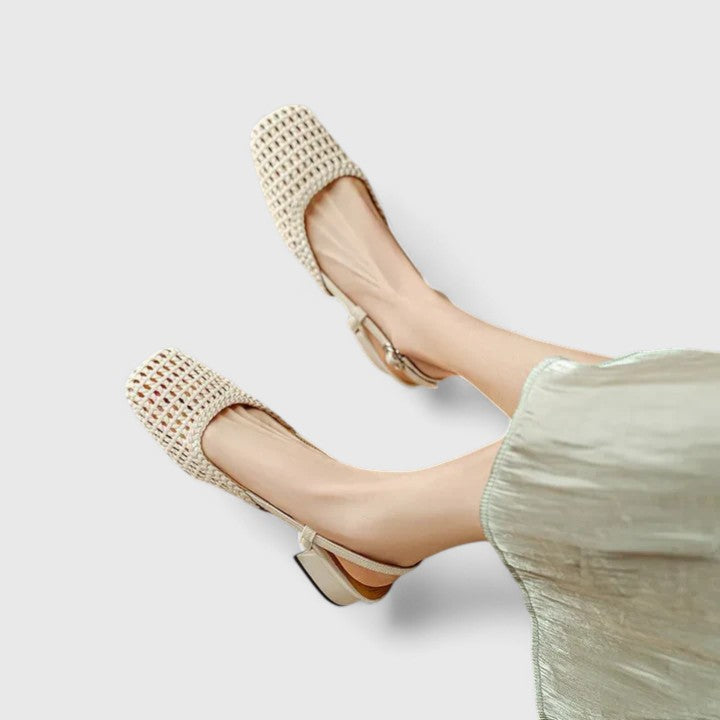 Dirce slingback donna intrecciate con punta quadrata e tacco basso, foto 7