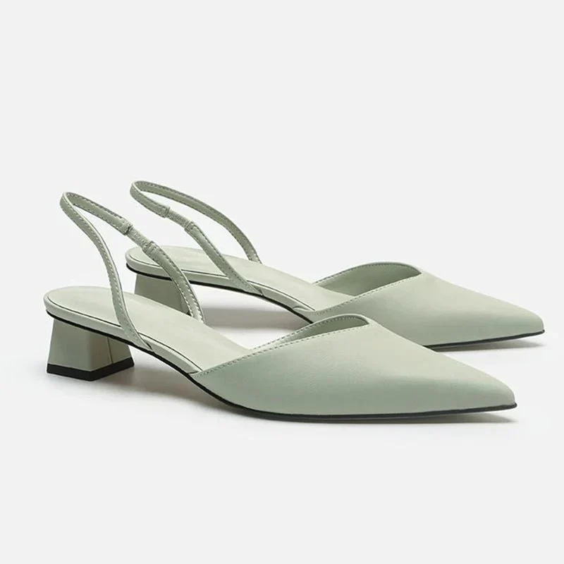 Dora slingback donna a punta con tacco basso e cinturino elastico, foto 1