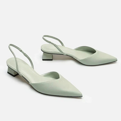 Dora slingback donna a punta con tacco basso e cinturino elastico, foto 3