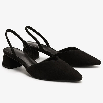 Dora slingback donna a punta con tacco basso e cinturino elastico, foto 5