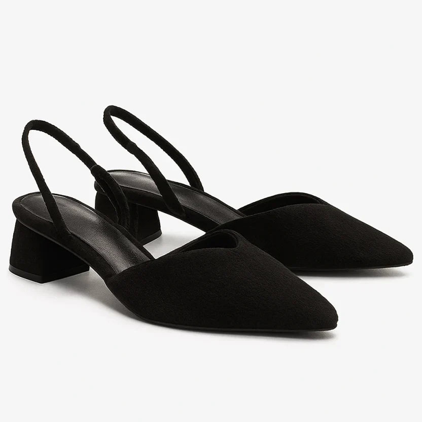 Dora slingback donna a punta con tacco basso e cinturino elastico, foto 5