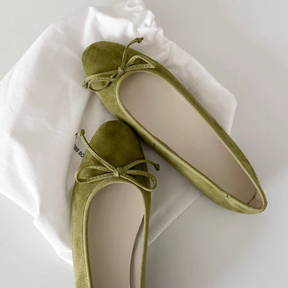 Doriana ballerine donna effetto camoscio con fiocco sottile, foto 9