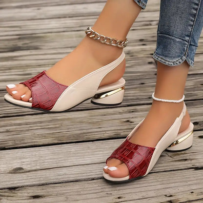 Edda sandali donna con tacco basso, punta aperta e cinturino slingback, foto 2