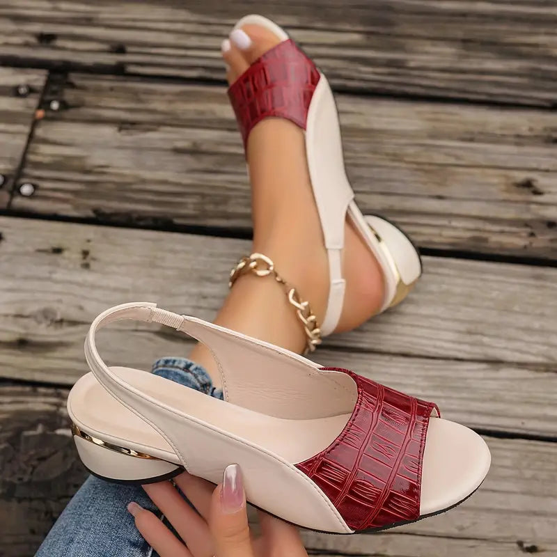 Edda sandali donna con tacco basso, punta aperta e cinturino slingback, foto 5