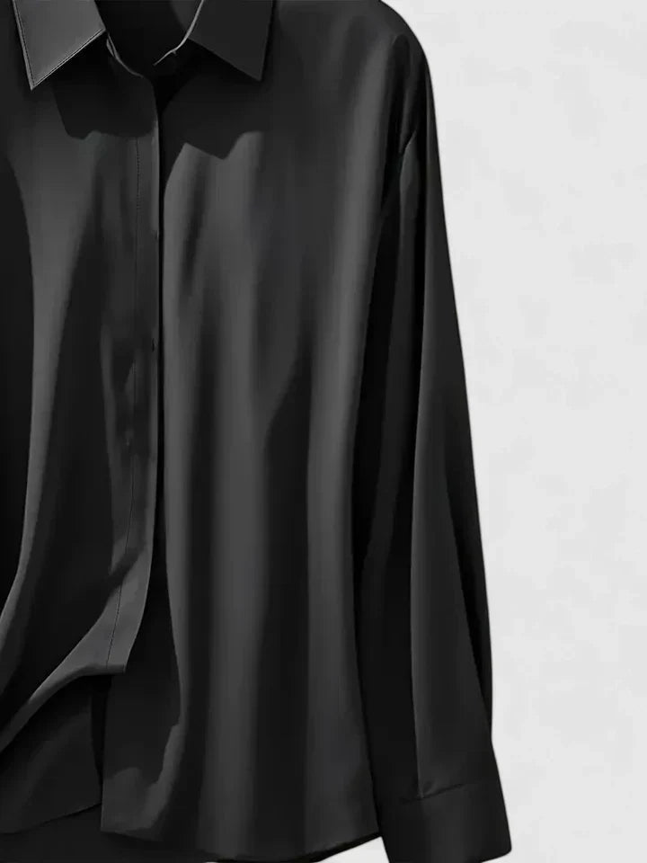 Adelaide | Blusa satinata con colletto e bottoni nascosti