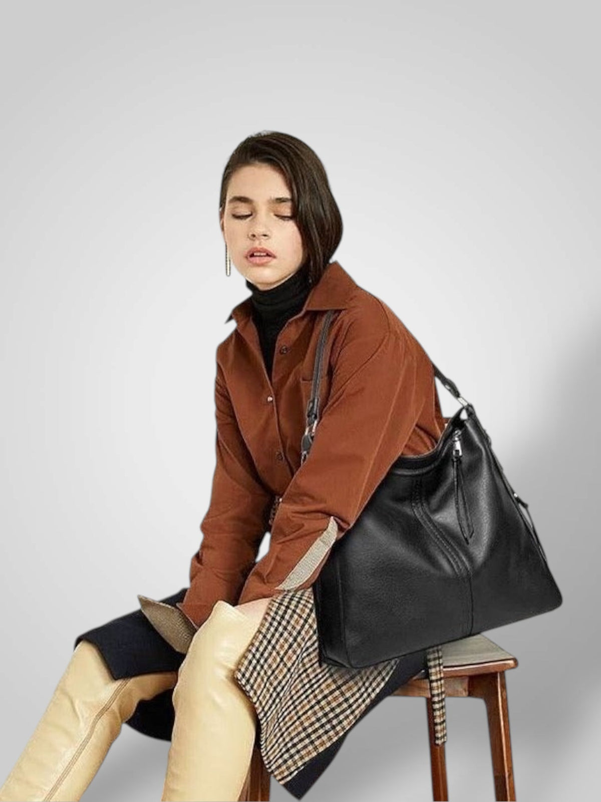 Ermelinda borsa a spalla donna in pelle con tracolla rimovibile, foto 10