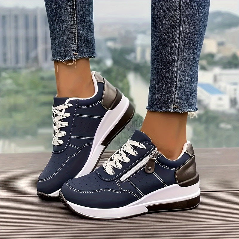 Erminda sneakers donna con lacci e zip laterale, foto 1