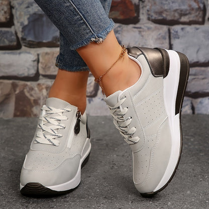 Erminda sneakers donna con lacci e zip laterale, foto 3