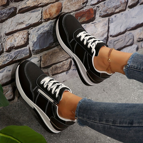 Erminda sneakers donna con lacci e zip laterale, foto 6