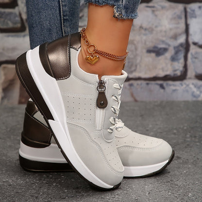 Erminda sneakers donna con lacci e zip laterale, foto 7