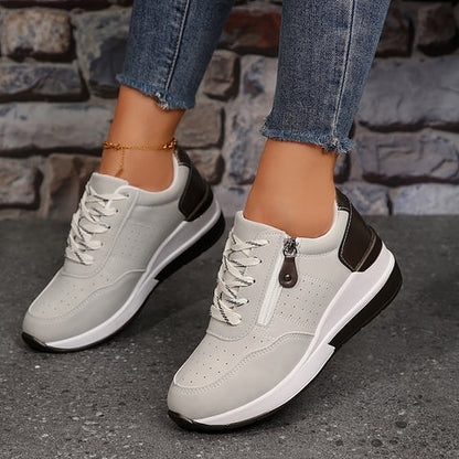 Erminda sneakers donna con lacci e zip laterale, foto 8