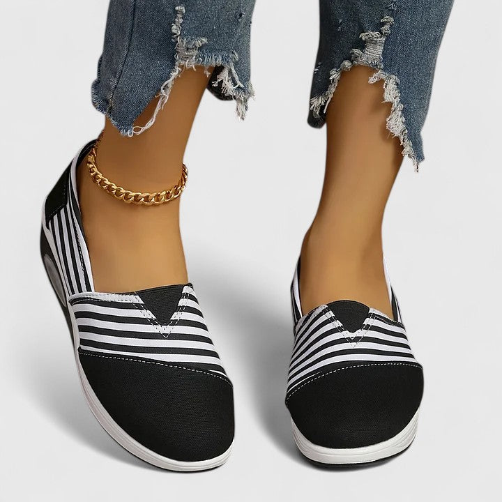 Ernesta sneakers donna senza lacci a righe con suola alta, foto 3