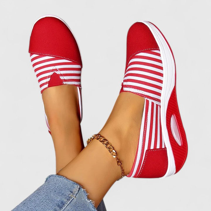 Ernesta sneakers donna senza lacci a righe con suola alta, foto 6