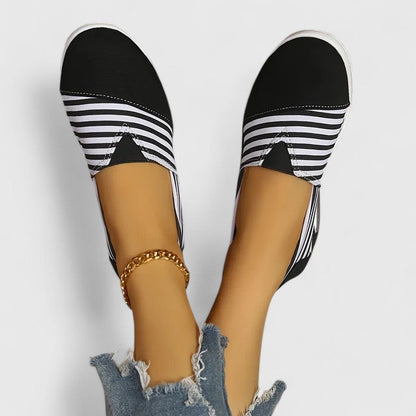 Ernesta sneakers donna senza lacci a righe con suola alta, foto 8