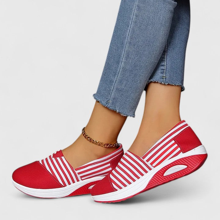 Ernesta sneakers donna senza lacci a righe con suola alta, foto 9