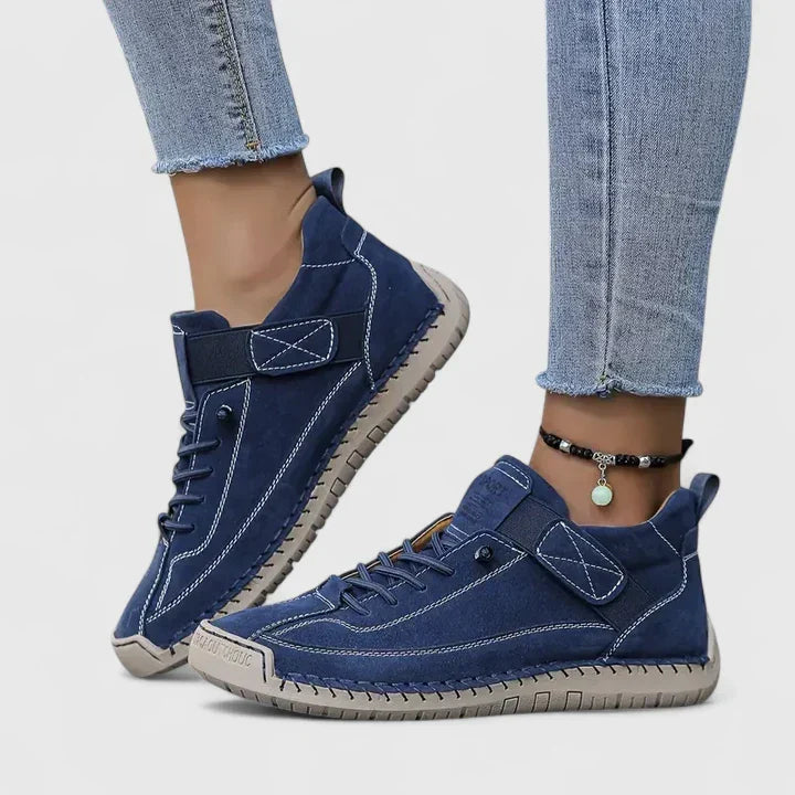 Eufemia sneakers donna con lacci, cinturino a strappo e cuciture a vista, foto 2