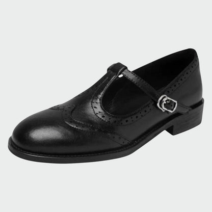 Evangelina scarpe mary jane donna con cinturino a t e decorazioni traforate, foto 1