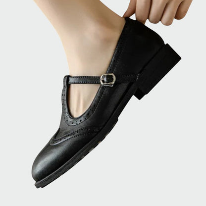 Evangelina scarpe mary jane donna con cinturino a t e decorazioni traforate, foto 3