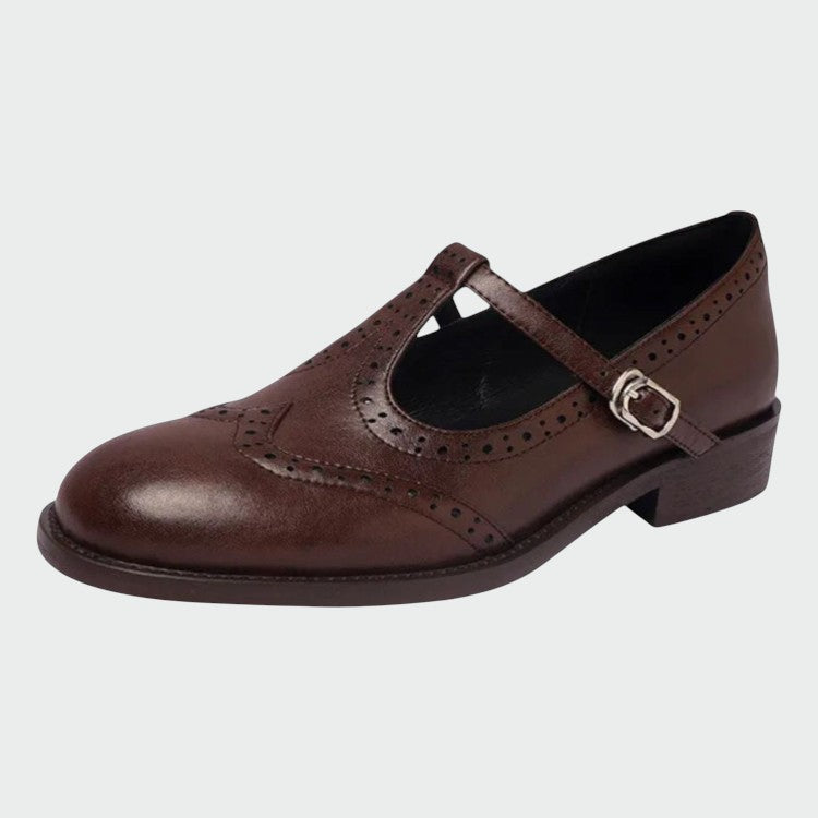 Evangelina scarpe mary jane donna con cinturino a t e decorazioni traforate, foto 4