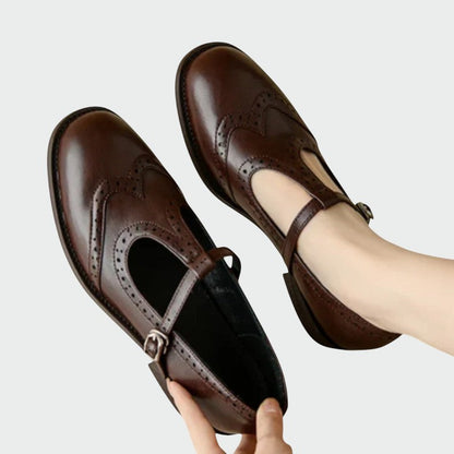 Evangelina scarpe mary jane donna con cinturino a t e decorazioni traforate, foto 5