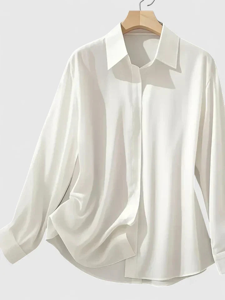 Adelaide | Blusa satinata con colletto e bottoni nascosti