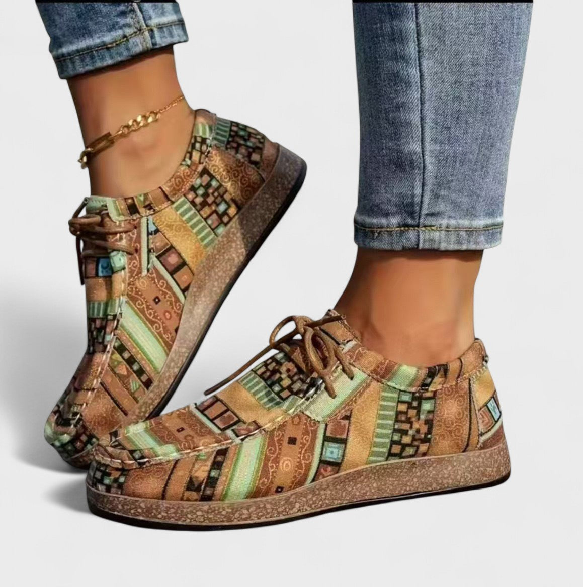 Fedora sneakers donna stringate con stampa patchwork e punta tonda, foto 4