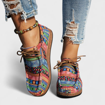 Fedora sneakers donna stringate con stampa patchwork e punta tonda, foto 5