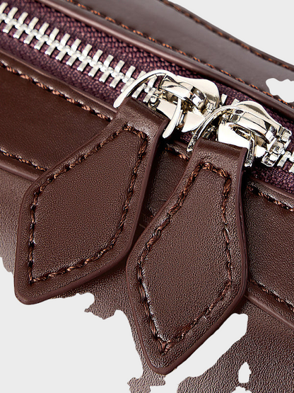 Fiammetta borsa a spalla donna in pelle con doppia zip, foto 8