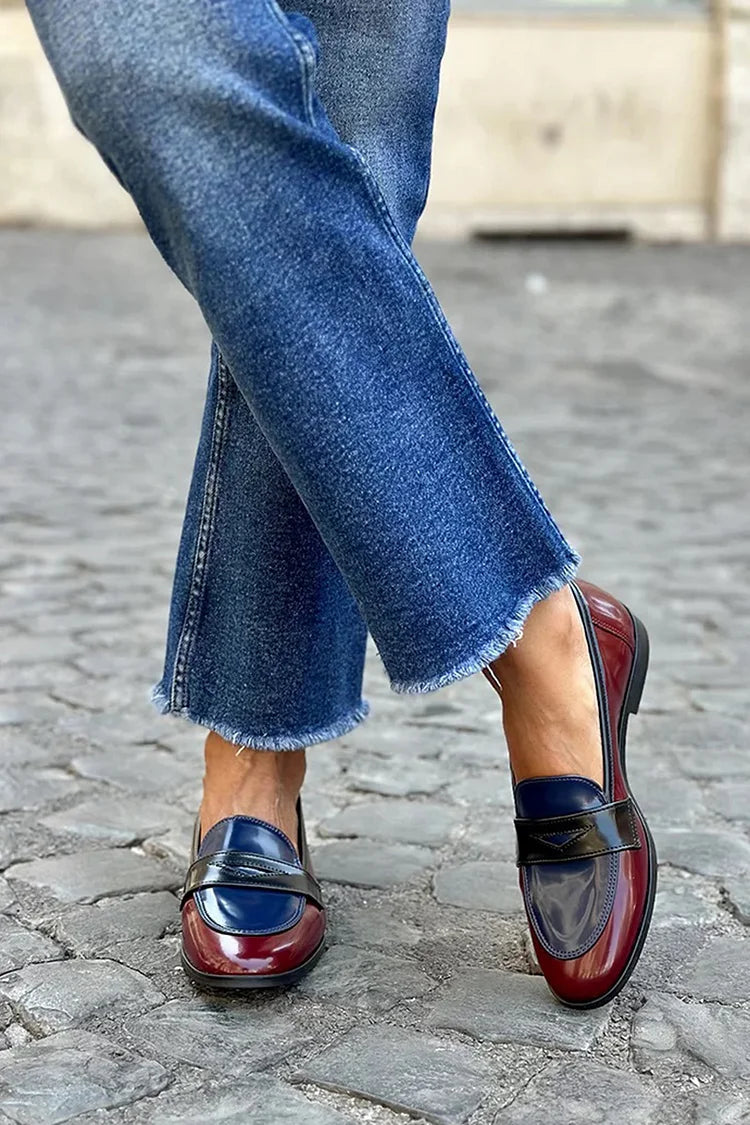 Fiorella mocassini donna tricolori con mascherina e finitura lucida, foto 1