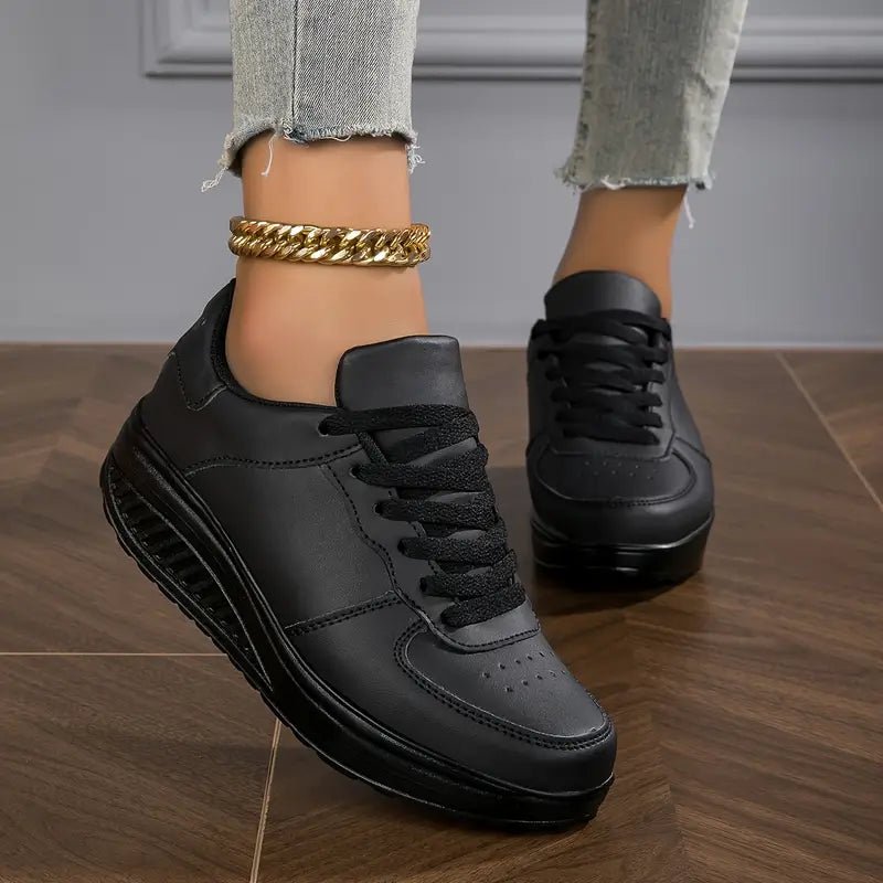 Fiorenza sneakers donna in similpelle con zeppa e lacci, foto 10