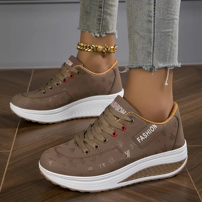 Fiorenza sneakers donna in similpelle con zeppa e lacci, foto 2