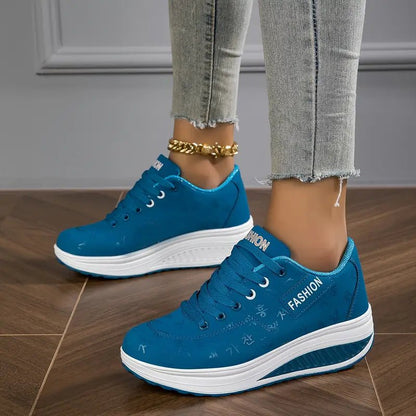 Fiorenza sneakers donna in similpelle con zeppa e lacci, foto 3