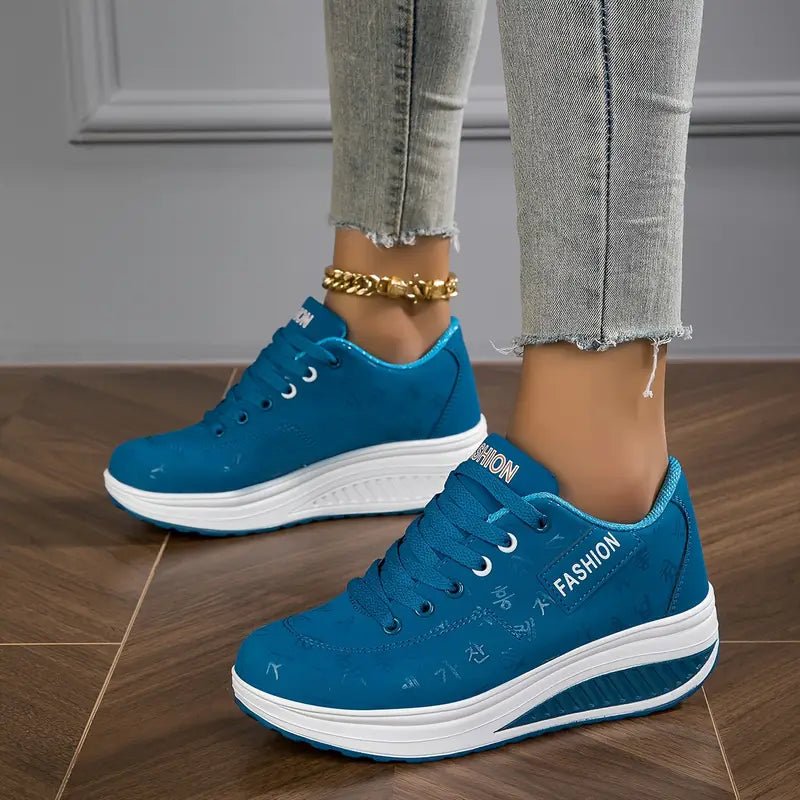 Fiorenza sneakers donna in similpelle con zeppa e lacci, foto 3