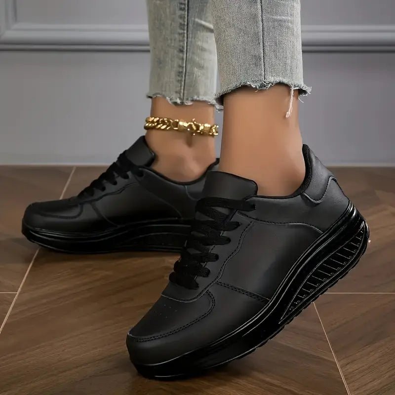 Fiorenza sneakers donna in similpelle con zeppa e lacci, foto 5