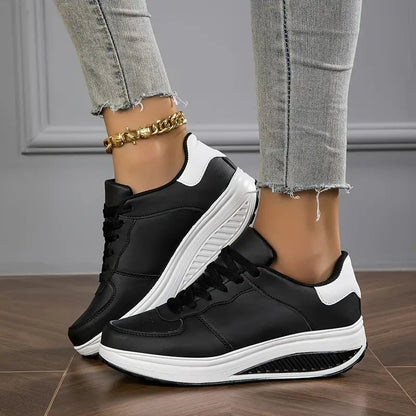 Fiorenza sneakers donna in similpelle con zeppa e lacci, foto 7