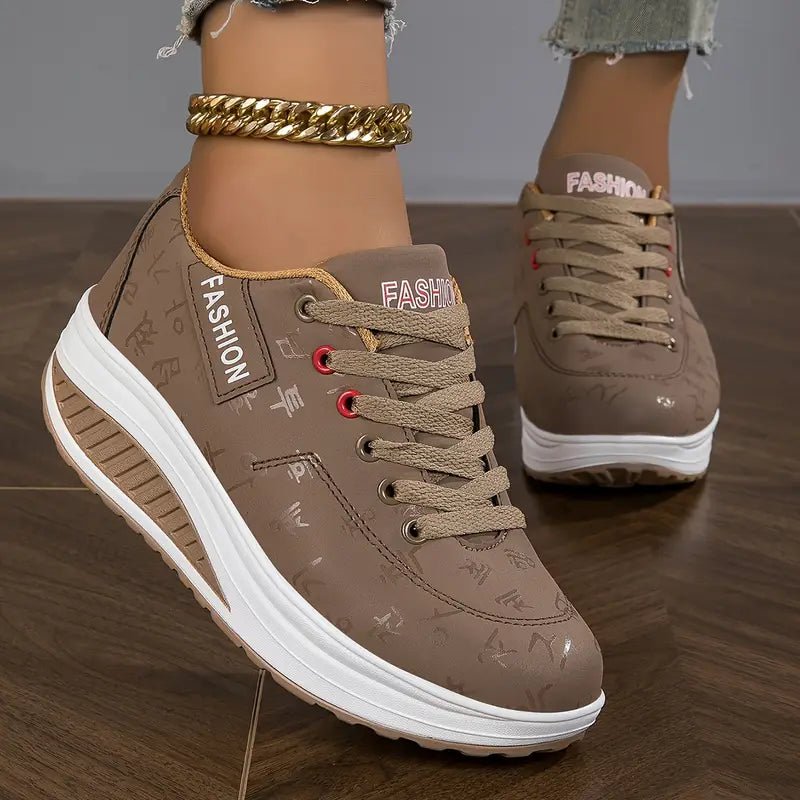 Fiorenza sneakers donna in similpelle con zeppa e lacci, foto 8