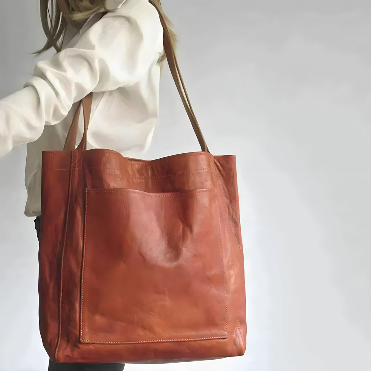 Frida borsa shopper donna con tasca frontale e manici lunghi, foto 2