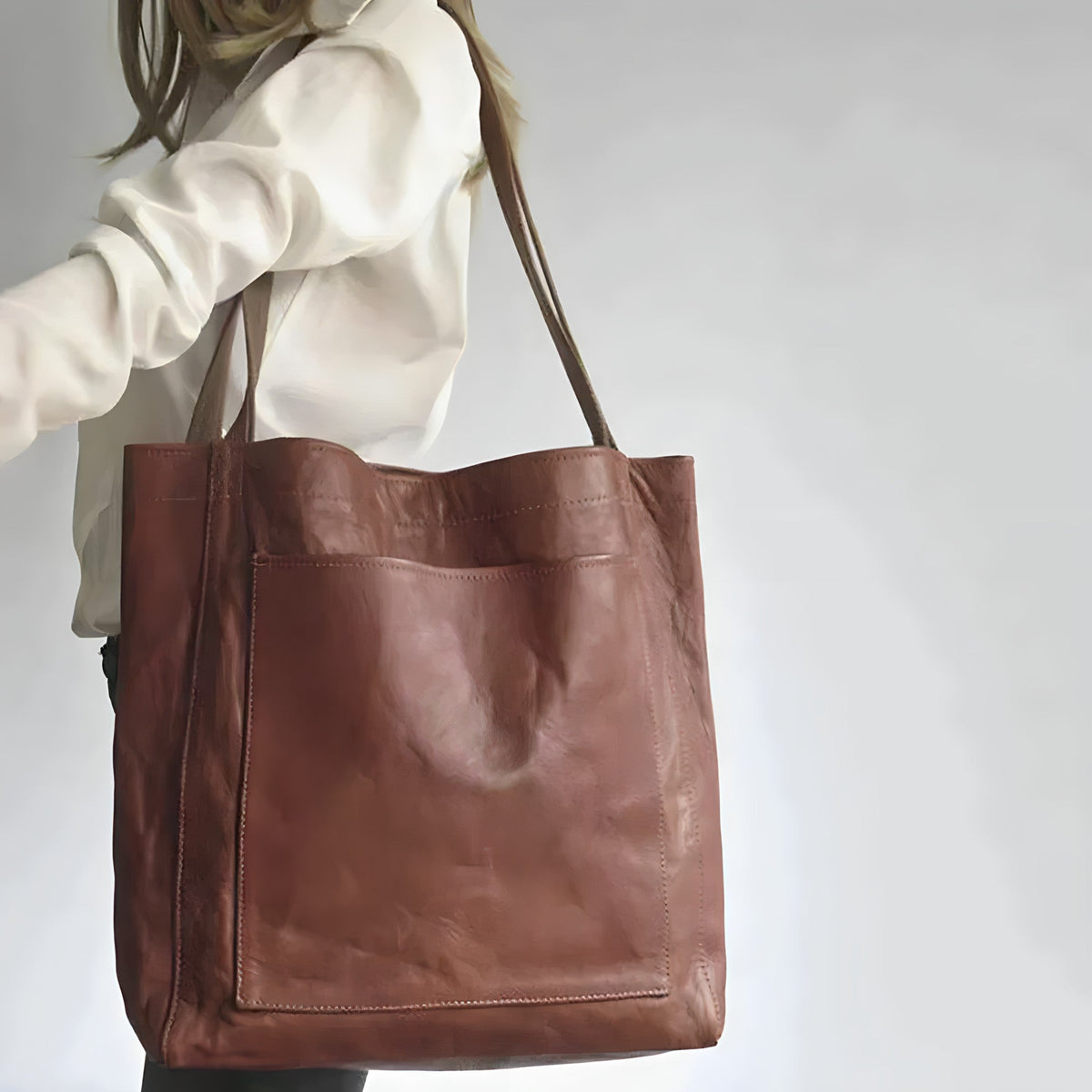 Frida borsa shopper donna con tasca frontale e manici lunghi, foto 5