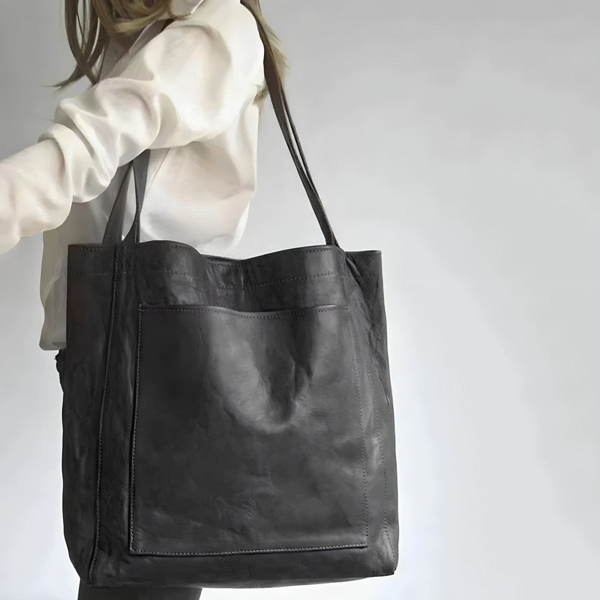 Frida borsa shopper donna con tasca frontale e manici lunghi, foto 7