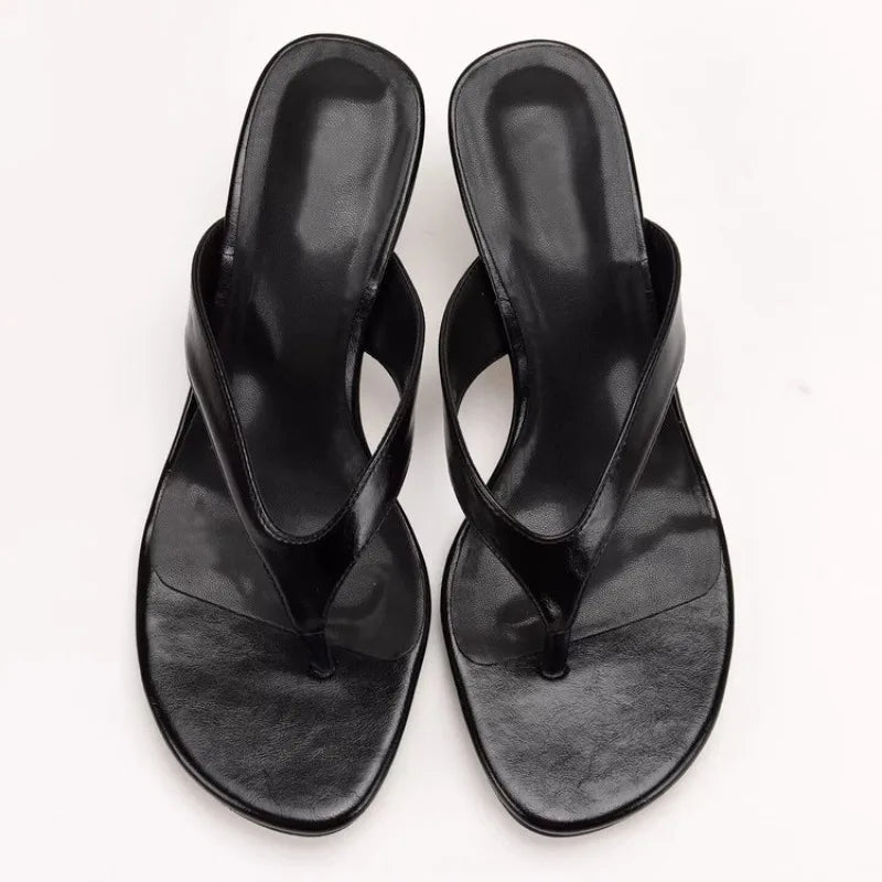 Gelsomina sandali donna con tacco basso sottile e fascia infradito, foto 2