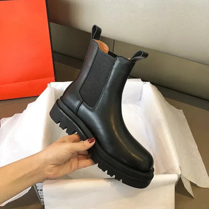 Giocondina chelsea boots donna alti a metà polpaccio con suola carrarmato, foto 7
